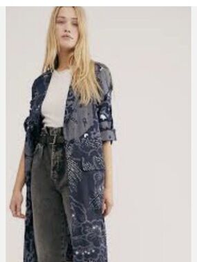 Free People Eye of the Wild Blue Jacket Size XS